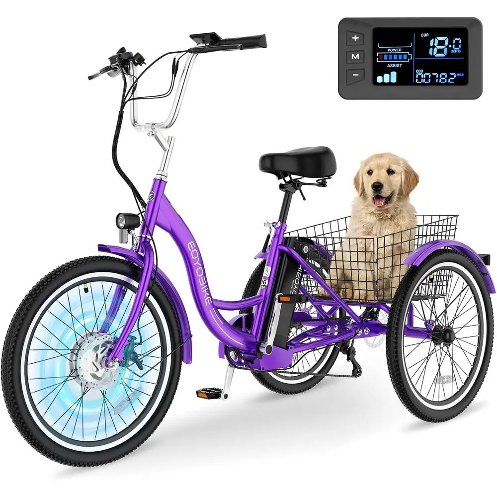 Electric Tricycle or Adults, 350W 36V Removable Battery, 7 Speeds 3 Wheels Electric Trikes with Large Basket Up to 60Miles
Electric Tricycle or Adults, 350W 36V Removable Battery, 7 Speeds 3 Wheels Electric Trikes with Large Basket Up to 60Miles