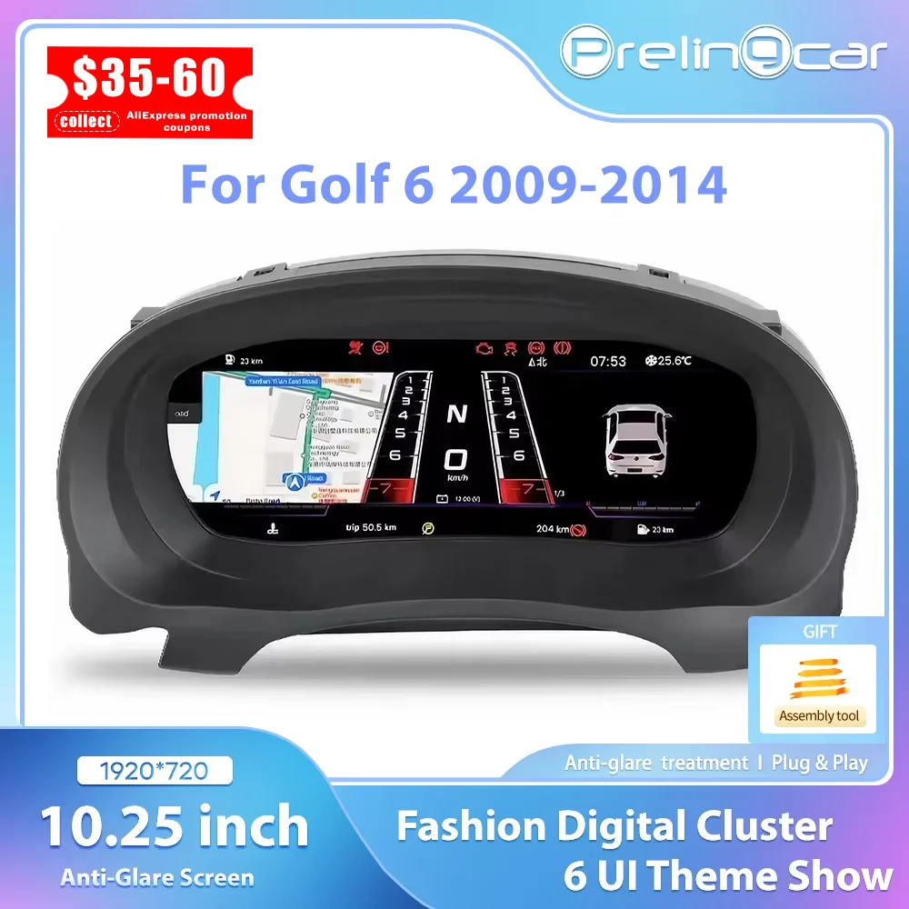 10.25'' Digital Instrument Cluster for Volkswagen Golf 6 MK6 2009 11 12 13 2014 Years LCD Panel Speedometer Virtual Gauge
10.25'' Digital Instrument Cluster for Volkswagen Golf 6 MK6 2009 11 12 13 2014 Years LCD Panel Speedometer Virtual Gauge