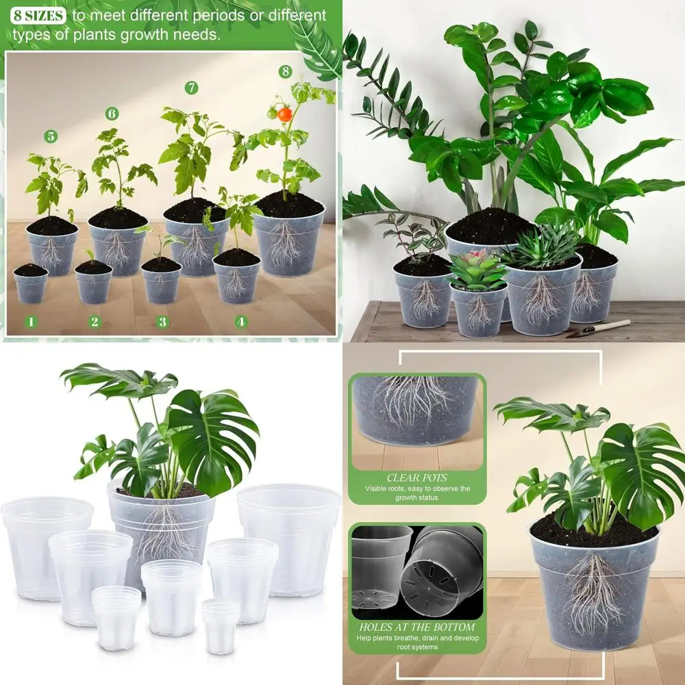 Large Variety Pack Clear Plastic Nursery Pots with Drainage Holes for Indoor Plants, Sizes 3-10 Inch
Large Variety Pack Clear Plastic Nursery Pots with Drainage Holes for Indoor Plants, Sizes 3-10 Inch
