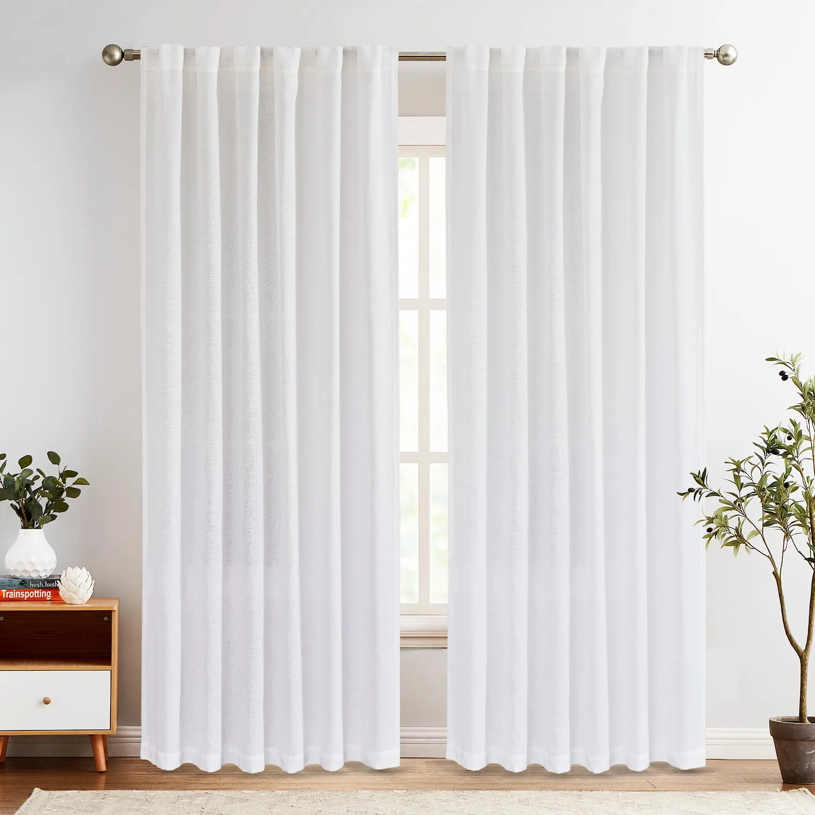 JINCHAN 1 PC Sheer Curtains Semi Sheer Curtains for Living Room Rod Pocket Window Treatments Drapes Linen Curtains White Curtain
JINCHAN 1 PC Sheer Curtains Semi Sheer Curtains for Living Room Rod Pocket Window Treatments Drapes Linen Curtains White Curtain