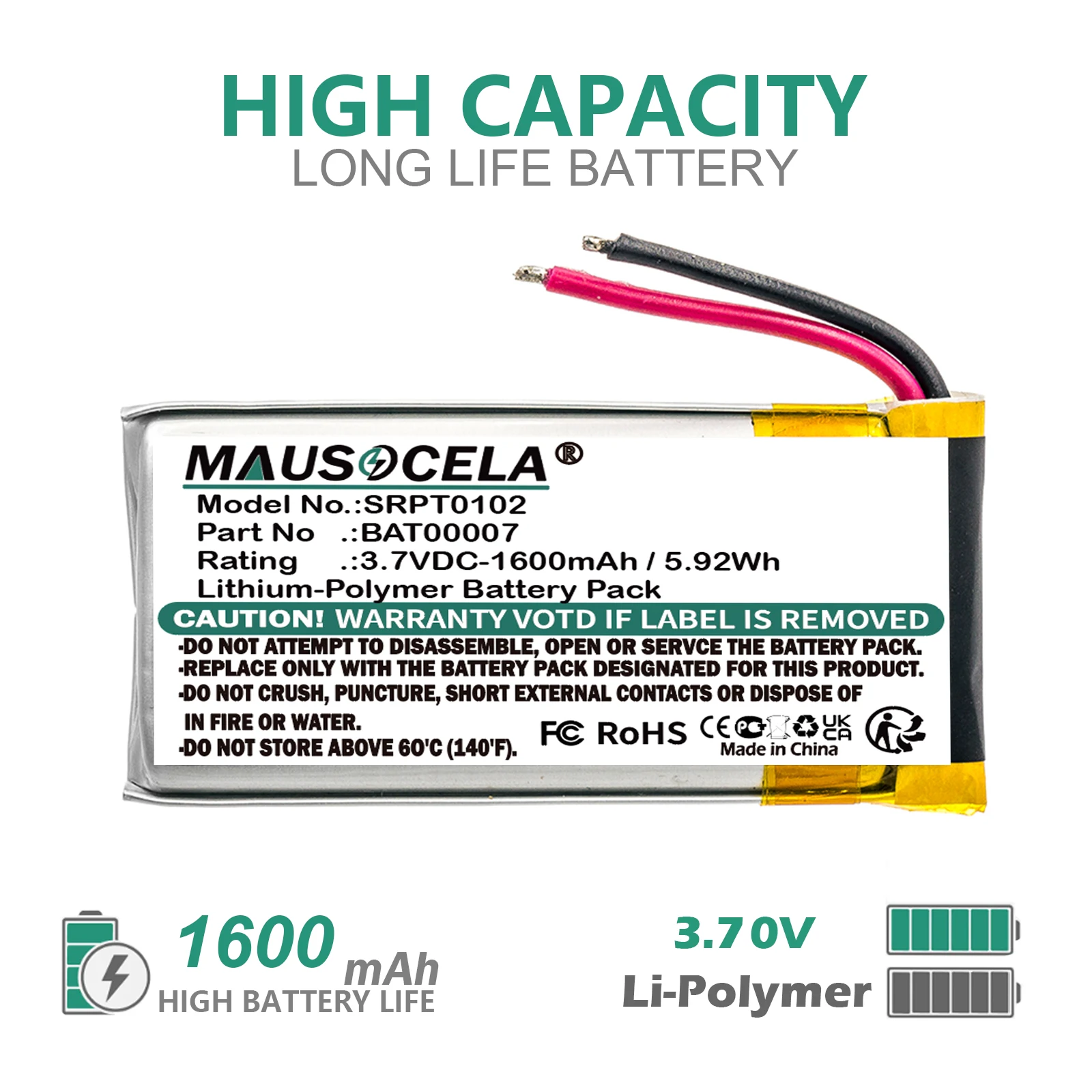 1600mAh Wireless Headset Battery For Cardo:BAT00007,Scala Rider Packtalk,Packtalk Duo,Scalarider Smartpack comms,SRPT0102--3.70V
1600mAh Wireless Headset Battery For Cardo:BAT00007,Scala Rider Packtalk,Packtalk Duo,Scalarider Smartpack comms,SRPT0102--3.70V