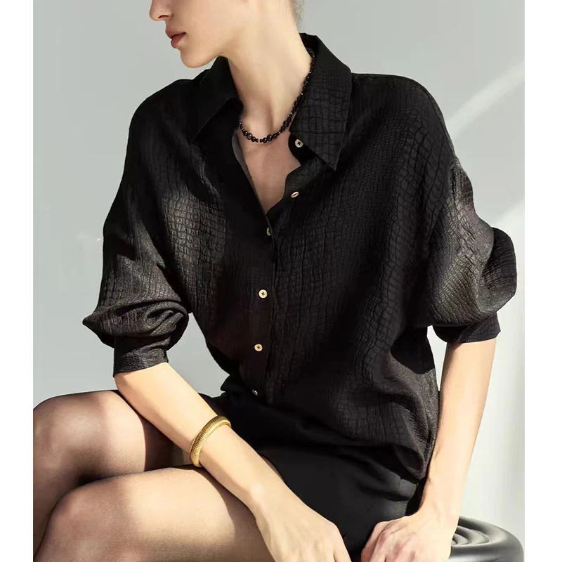 Spring And Summer High-End New Bark Pattern Silk Jacquard Square Neck Long Sleeved Formal Shirt For Women S-XL
Spring And Summer High-End New Bark Pattern Silk Jacquard Square Neck Long Sleeved Formal Shirt For Women S-XL