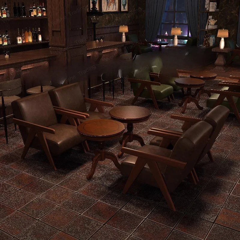 Cafe solid wood chair retro sofa American single seat
Cafe solid wood chair retro sofa American single seat