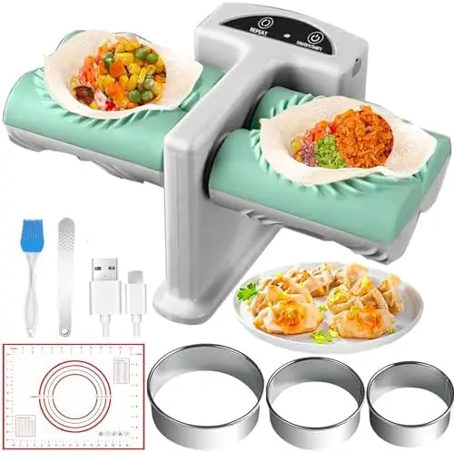 Electric Dumpling Maker Kit - 2 Sizes, Auto Double , Rechargeable with Accessories
Electric Dumpling Maker Kit - 2 Sizes, Auto Double , Rechargeable with Accessories