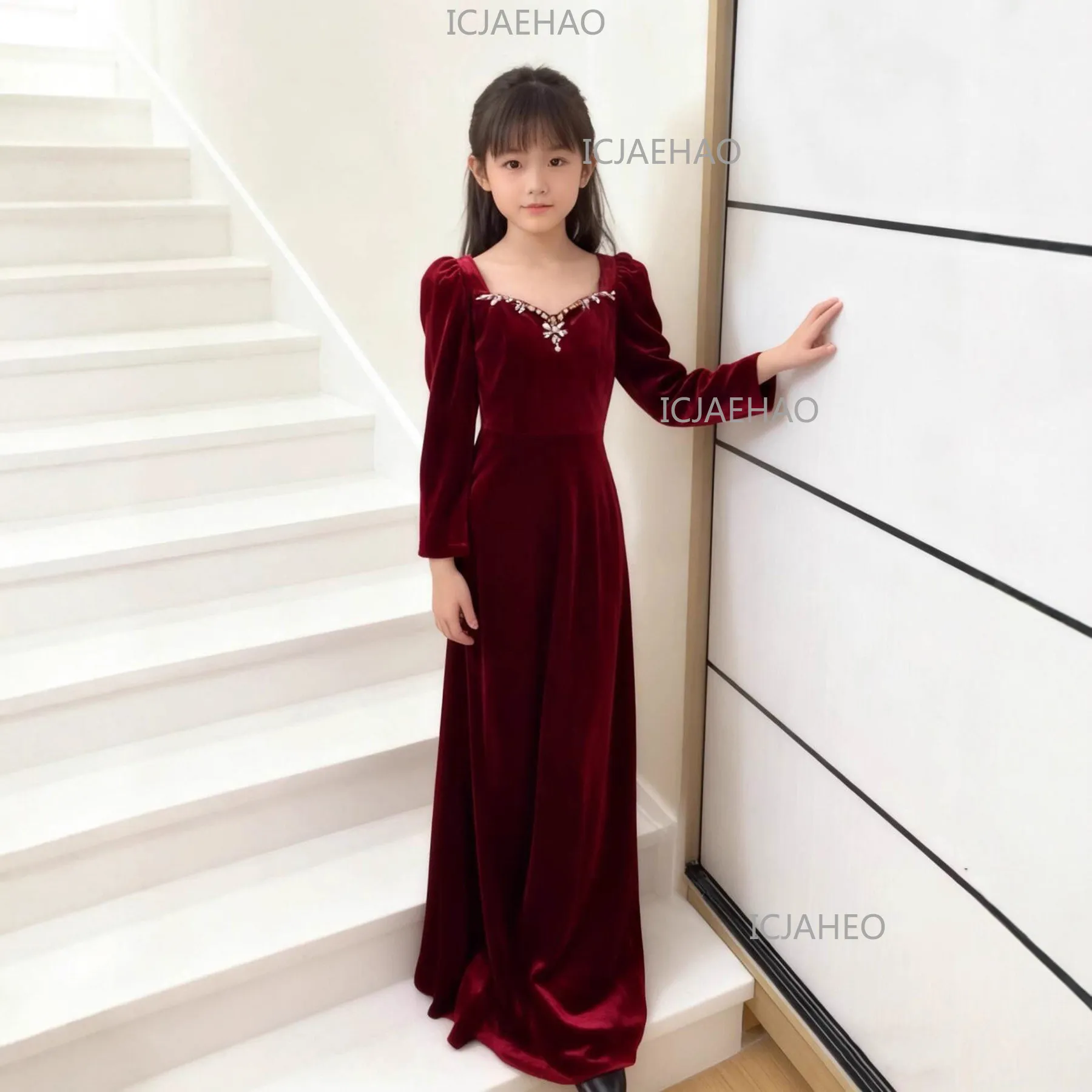 Girls Long Sleeve Evening Gown, Model Catwalk, Piano & Violin Slim Fit, Guzheng Stage Costume Kids Performance, Hepburn Style
Girls Long Sleeve Evening Gown, Model Catwalk, Piano & Violin Slim Fit, Guzheng Stage Costume Kids Performance, Hepburn Style