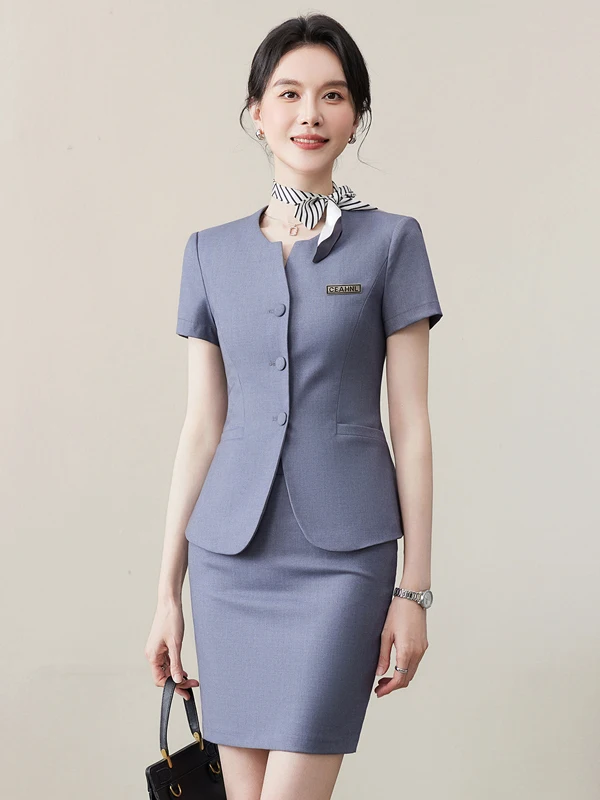 Slim Fit Business Suit Set for Women Summer Commute Workwear Waist Cinching Flattering Short Sleeve round Neck Polyester Fiber
Slim Fit Business Suit Set for Women Summer Commute Workwear Waist Cinching Flattering Short Sleeve round Neck Polyester Fiber