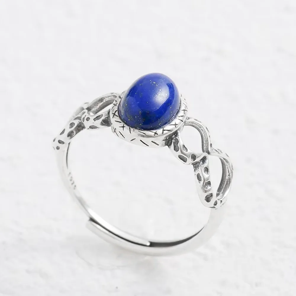 Retro hollowed out 925 sterling silver ring, natural lapis lazuli women's gemstone, handmade jewelry, birthday gift accessories
Retro hollowed out 925 sterling silver ring, natural lapis lazuli women's gemstone, handmade jewelry, birthday gift accessories