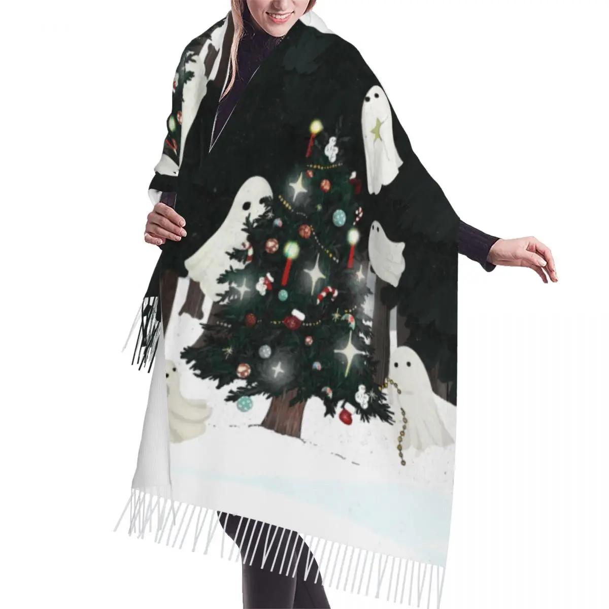 Женские длинные рождественские шарфы на заказ, женские зимние мягкие теплые шаль с кисточками, шарф-призрак ужасов на Хэллоуин
Женские длинные рождественские шарфы на заказ, женские зимние мягкие теплые шаль с кисточками, шарф-призрак ужасов на Хэллоуин