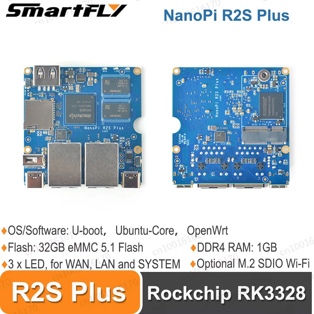 Плата разработки NanoPi R2S Plus Rockchip RK3328 Четырехъядерный процессор A53 SoC Dual Gbps Ethernet поддерживает U-boot, Ubuntu-Core, OpenWrt
Плата разработки NanoPi R2S Plus Rockchip RK3328 Четырехъядерный процессор A53 SoC Dual Gbps Ethernet поддерживает U-boot, Ubuntu-Core, OpenWrt