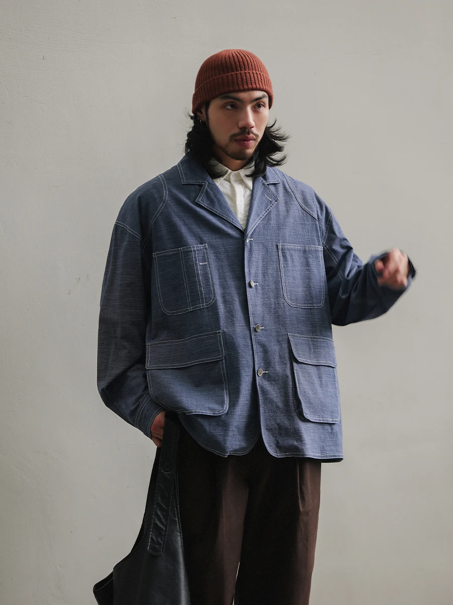 Мужское пальто Noears в японском винтажном стиле, свободного кроя, с длинными рукавами, синее, хлопковое, осеннее, для повседневной носки, с множеством карманов
Мужское пальто Noears в японском винтажном стиле, свободного кроя, с длинными рукавами, синее, хлопковое, осеннее, для повседневной носки, с множеством карманов