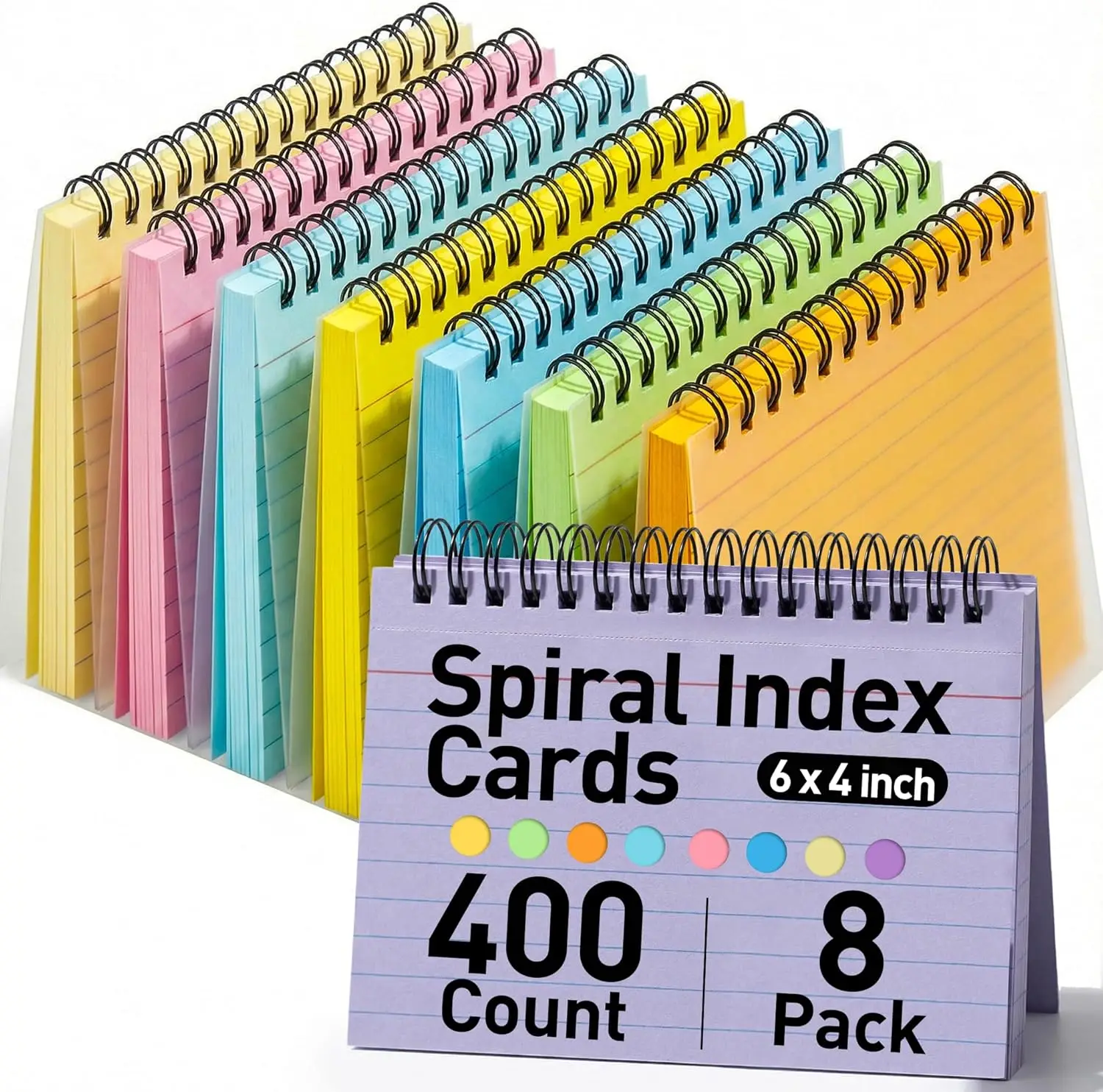 400PCS 4x6 Index Cards with Key Rings, 8 Colors, Waterproof Study Flashcards for College Office
400PCS 4x6 Index Cards with Key Rings, 8 Colors, Waterproof Study Flashcards for College Office