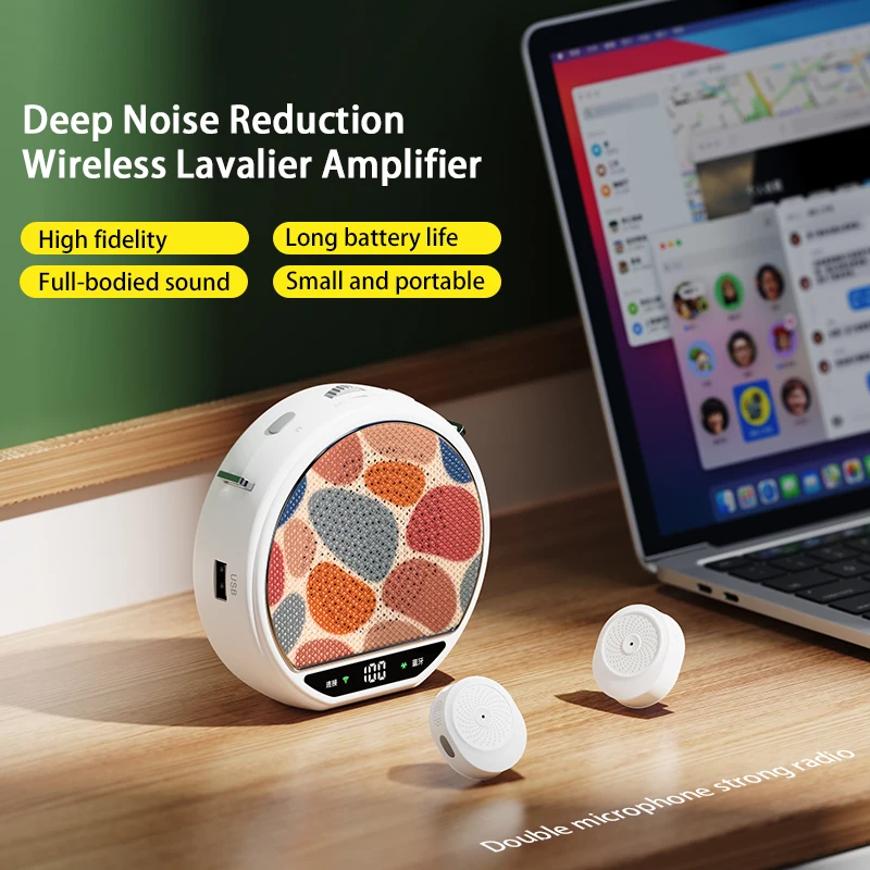Portable Rechargeable Voice Amplifier Lavalier Wireless Microphone DSP Noise Reduction with Bluetooth 5.4 for Teaching Lecture 
Portable Rechargeable Voice Amplifier Lavalier Wireless Microphone DSP Noise Reduction with Bluetooth 5.4 for Teaching Lecture