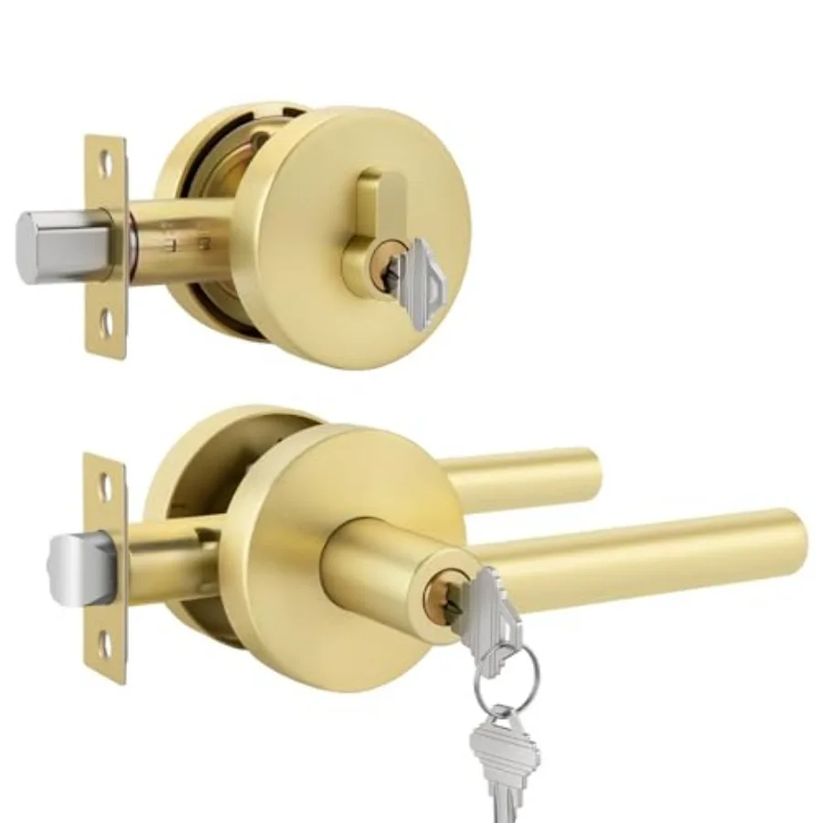 Exterior Door Lock Set with Deadbolt, Zinc Alloy Keyed Alike Door Locksets with Deadbolt, Heavy Duty Exterior Door Handle Brush
Exterior Door Lock Set with Deadbolt, Zinc Alloy Keyed Alike Door Locksets with Deadbolt, Heavy Duty Exterior Door Handle Brush