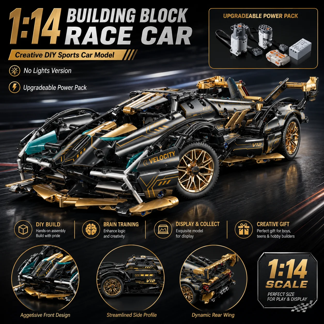 1:14 Assembly Racing Car Building Blocks DIY Sports Car Model Assembly Bricks Toy Without Lights Version Upgradeable Power Pack
1:14 Assembly Racing Car Building Blocks DIY Sports Car Model Assembly Bricks Toy Without Lights Version Upgradeable Power Pack
