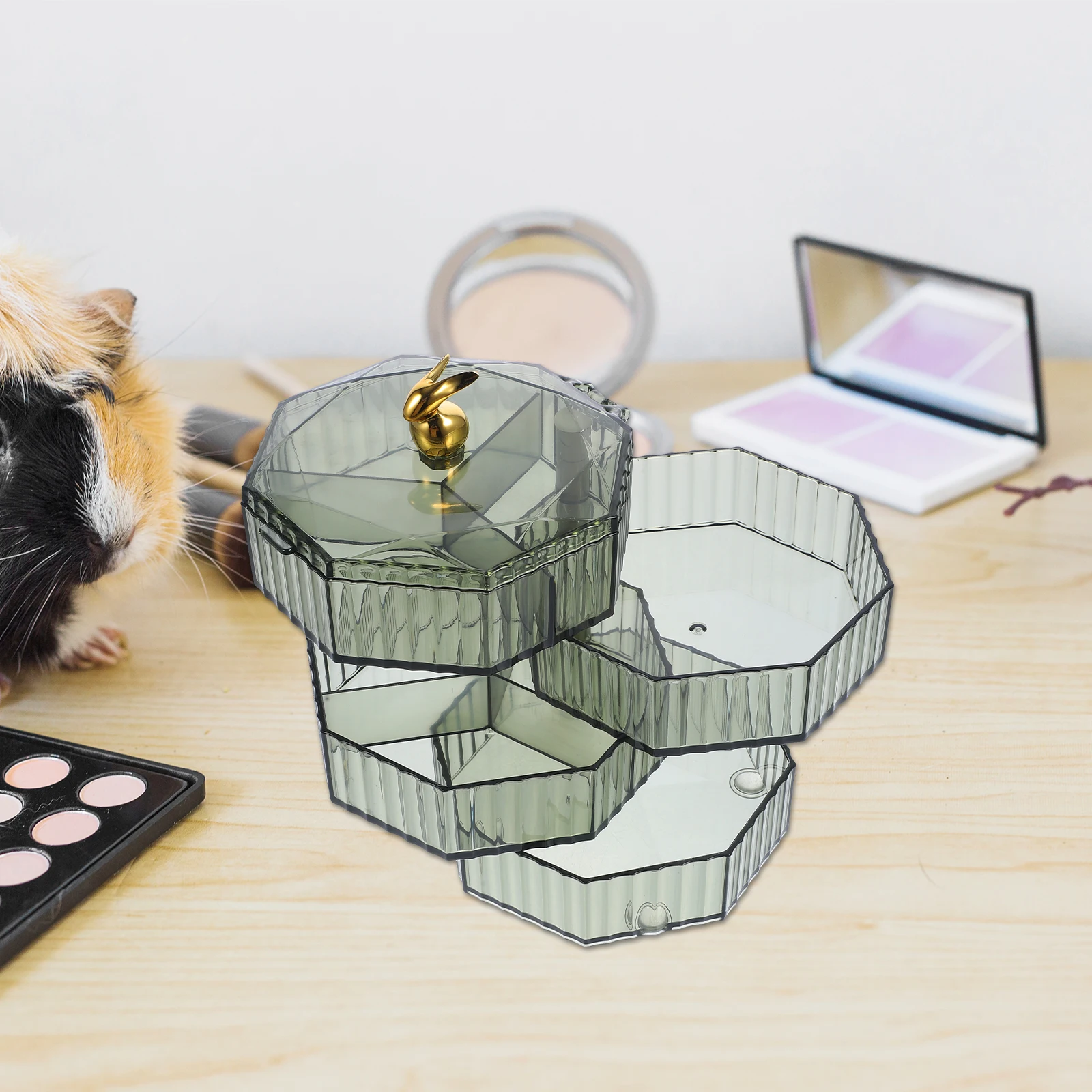 Cartoon Rabbit Transparent 4-tier Jewelry Storage Box Grey Necklace Earrings Ring Organizer Detachable Rotation Container 
Cartoon Rabbit Transparent 4-tier Jewelry Storage Box Grey Necklace Earrings Ring Organizer Detachable Rotation Container