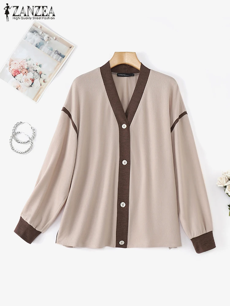 ZANZEA 2025 Summer Korean Colorblock Shirt Women V-neck Buttons Cardigans Casual Loose Long Sleeve Tops Vintage Outwears Femme
ZANZEA 2025 Summer Korean Colorblock Shirt Women V-neck Buttons Cardigans Casual Loose Long Sleeve Tops Vintage Outwears Femme