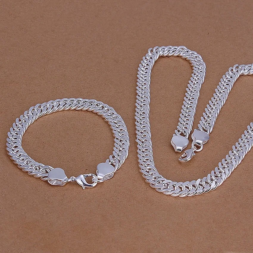 925 sterling silver Hot high-quality charm fashion Men 10MM women chain 20/24inch necklace bracelets classic jewelry Sets
925 sterling silver Hot high-quality charm fashion Men 10MM women chain 20/24inch necklace bracelets classic jewelry Sets