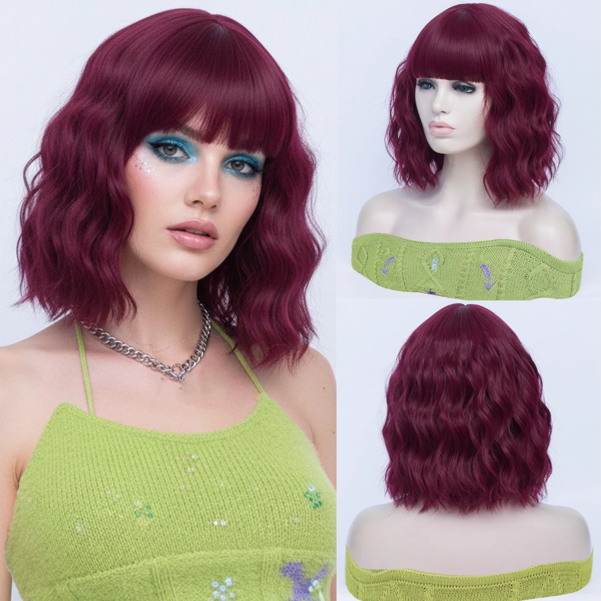 Synthetic Short Red Rust Color Curly Bob Wig with Bangs for Women Lolita Cosplay &Themed Parties Fake Hair Heat Resistant
Synthetic Short Red Rust Color Curly Bob Wig with Bangs for Women Lolita Cosplay &Themed Parties Fake Hair Heat Resistant