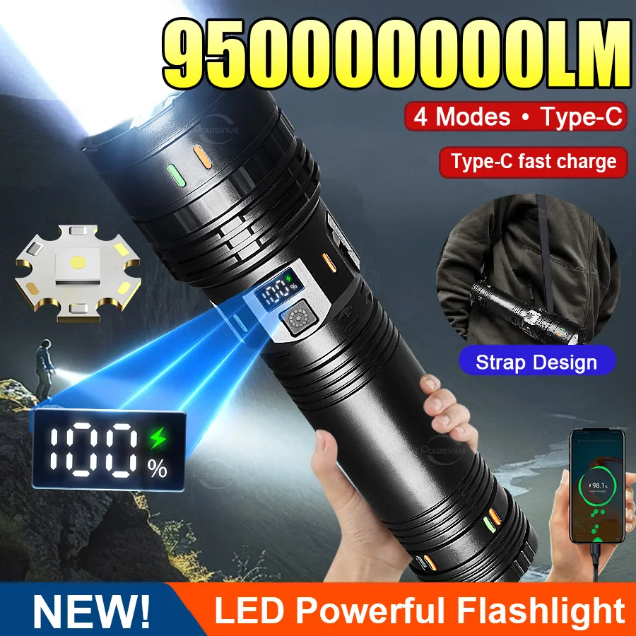 950000000LM Мощный фонарик IPX6 с телескопическим зумом, USB перезаряжаемый светодиодный фонарик, уличный фонарь для приключений и кемпинга
950000000LM Мощный фонарик IPX6 с телескопическим зумом, USB перезаряжаемый светодиодный фонарик, уличный фонарь для приключений и кемпинга