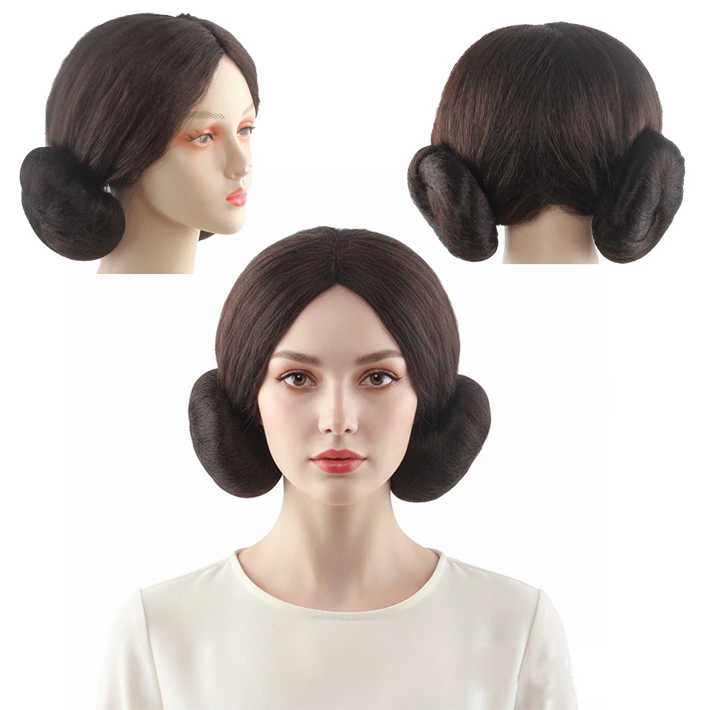 Princess Movie Costume Wig Headpiece Brown Double Bun Cosplay Wig Heat Resistant Synthetic Hair for Halloween Themed Parties
Princess Movie Costume Wig Headpiece Brown Double Bun Cosplay Wig Heat Resistant Synthetic Hair for Halloween Themed Parties