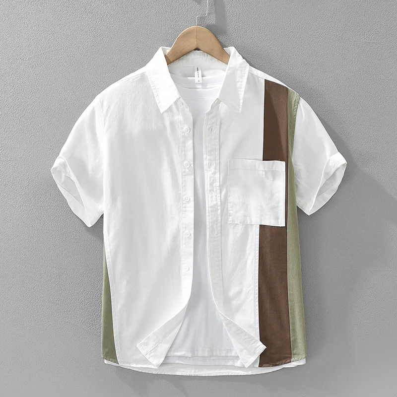 Patchwork Short Sleeve Shirt for Man Casual Loose Versatile Shirts 2025 Summer New Pure Cotton Men's Clothing
Patchwork Short Sleeve Shirt for Man Casual Loose Versatile Shirts 2025 Summer New Pure Cotton Men's Clothing