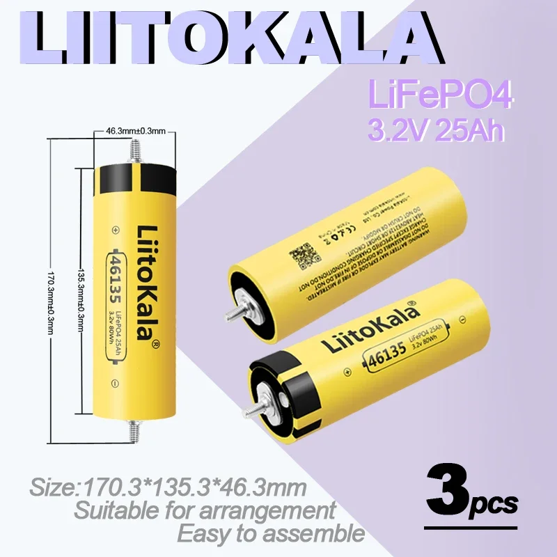 3 шт. LiitoKala 3,2 В 25 Ач Lifepo4 аккумуляторная система солнечной энергии для лодок и гольф-каров на колесах без налогов в США и ЕС
3 шт. LiitoKala 3,2 В 25 Ач Lifepo4 аккумуляторная система солнечной энергии для лодок и гольф-каров на колесах без налогов в США и ЕС