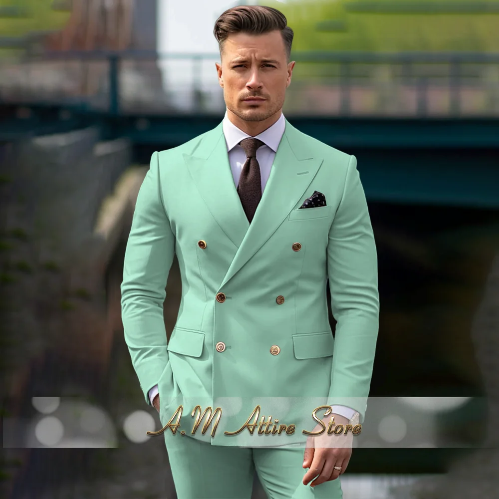 Classic Men's Formal Suit in Mint 2pcs Peal Lapel Double Breasted Blazer Pants Elegant Stylish Set for Wedding Prom Dinner Party
Classic Men's Formal Suit in Mint 2pcs Peal Lapel Double Breasted Blazer Pants Elegant Stylish Set for Wedding Prom Dinner Party