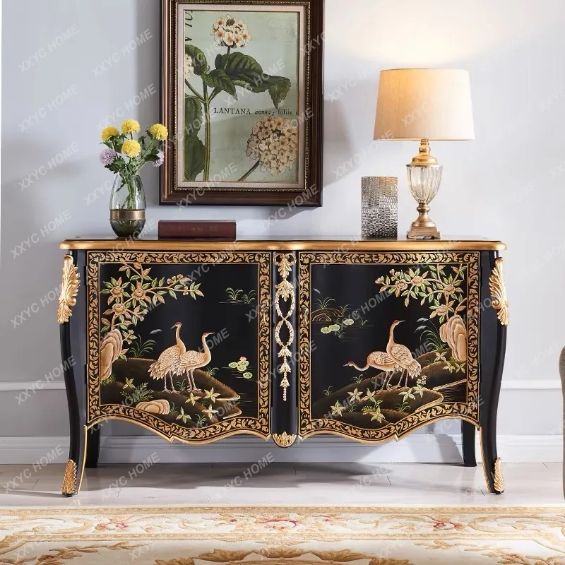 Lneoclassical solid wood painted dining side cabinet villa living room storage storage cabinet retro entrance
Lneoclassical solid wood painted dining side cabinet villa living room storage storage cabinet retro entrance