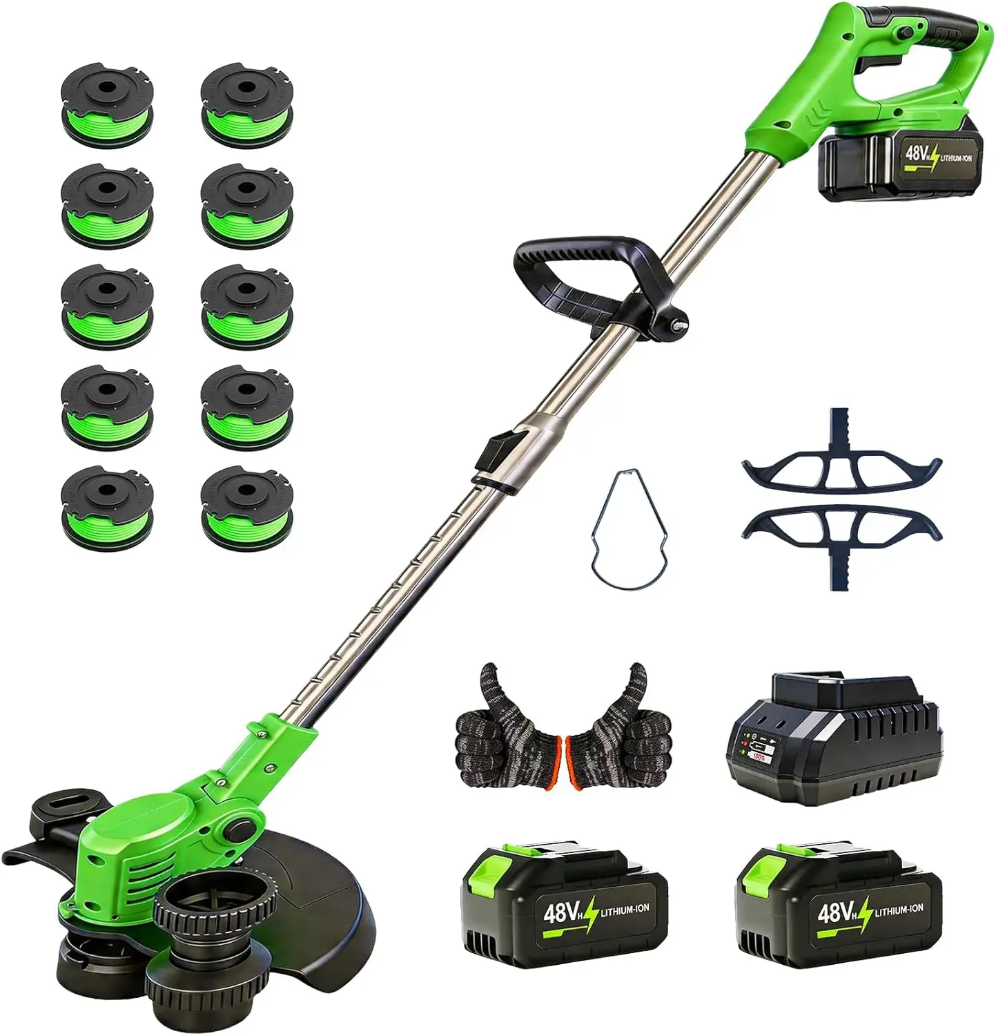 48V 3-in-1 Cordless String Trimmer, 12" Weed Wacker with 2x4.0Ah Batteries & 10 Spools
48V 3-in-1 Cordless String Trimmer, 12" Weed Wacker with 2x4.0Ah Batteries & 10 Spools