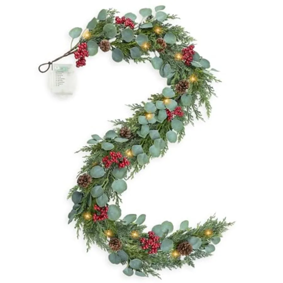 6Feet Christmas Garland with Lights Artificial Pine Cypress Eucalyptus Garland with Red Berries Christmas Tips Cedar GarlandsCh
6Feet Christmas Garland with Lights Artificial Pine Cypress Eucalyptus Garland with Red Berries Christmas Tips Cedar GarlandsCh