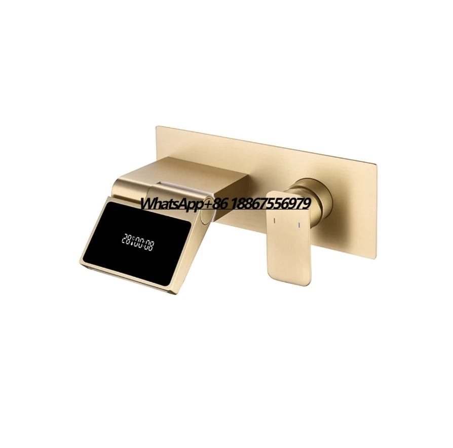Wall-mounted Brass Basin Faucet Brushed Gold Bathroom High-quality Sink Faucets Smart Tap Real-time Temperature Display 
Wall-mounted Brass Basin Faucet Brushed Gold Bathroom High-quality Sink Faucets Smart Tap Real-time Temperature Display