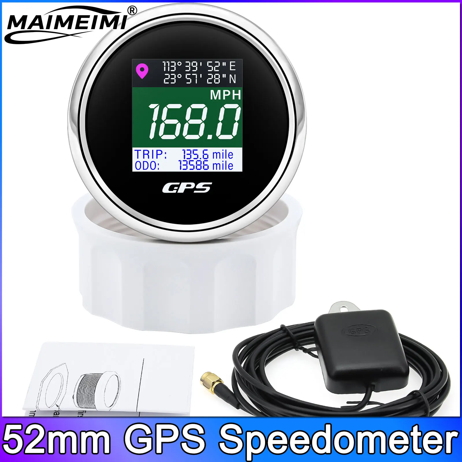 316 Stainless Steel 52mm Car Boat Digital GPS Speedometer KMH MPH Odometer Speed Gauges Meter Trip Voltmeter with GPS Antenna
316 Stainless Steel 52mm Car Boat Digital GPS Speedometer KMH MPH Odometer Speed Gauges Meter Trip Voltmeter with GPS Antenna