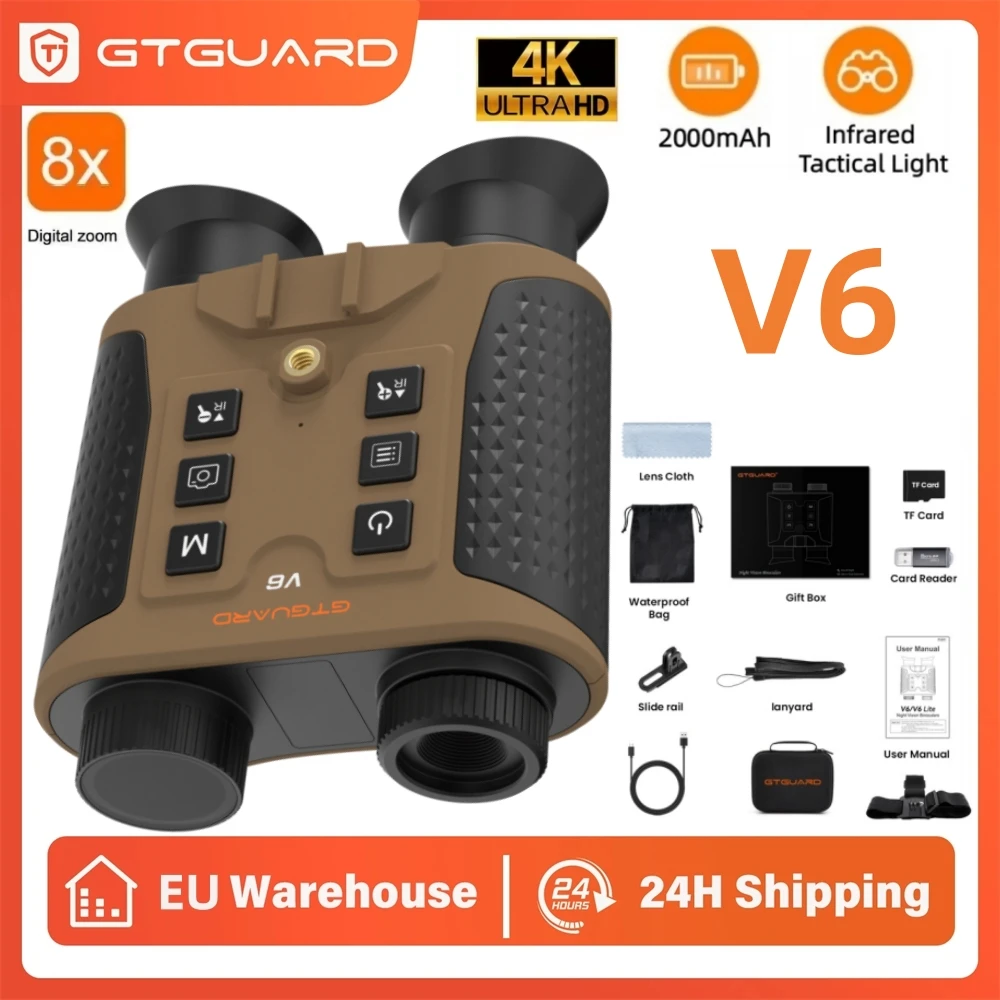 New GTGUARD V6 8X Digital Zoom Night Vision Binoculars 4K Night Visions Goggles Hunting Camera Telescope Photos&Videos&Playback
New GTGUARD V6 8X Digital Zoom Night Vision Binoculars 4K Night Visions Goggles Hunting Camera Telescope Photos&Videos&Playback