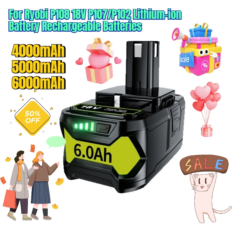 4000 мАч 5000 мАч 6000 мАч для Ryobi P108 18 В P107/P102 литий-ионная аккумуляторная батарея
4000 мАч 5000 мАч 6000 мАч для Ryobi P108 18 В P107/P102 литий-ионная аккумуляторная батарея