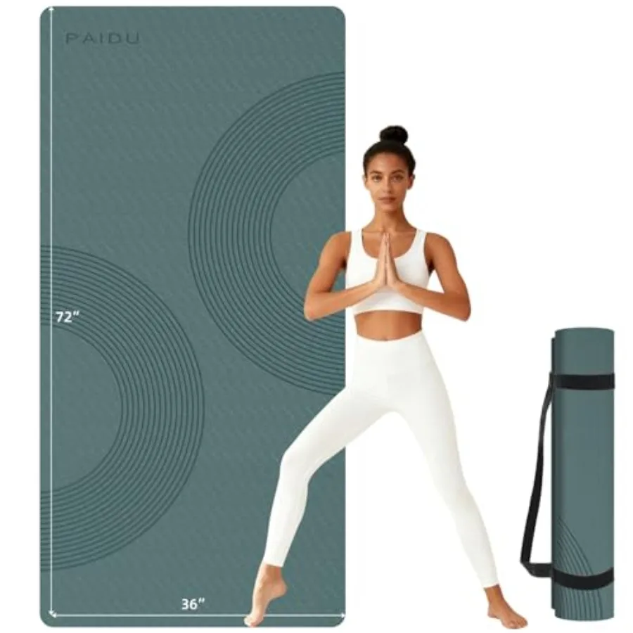 Large Yoga Mat, 72" x 36" x 2/5" 10MM Thick Non-Slip Exercise Mat, SGS-Certified POE Material, Ideal for Home Gym, Yoga, Pilate
Large Yoga Mat, 72" x 36" x 2/5" 10MM Thick Non-Slip Exercise Mat, SGS-Certified POE Material, Ideal for Home Gym, Yoga, Pilate