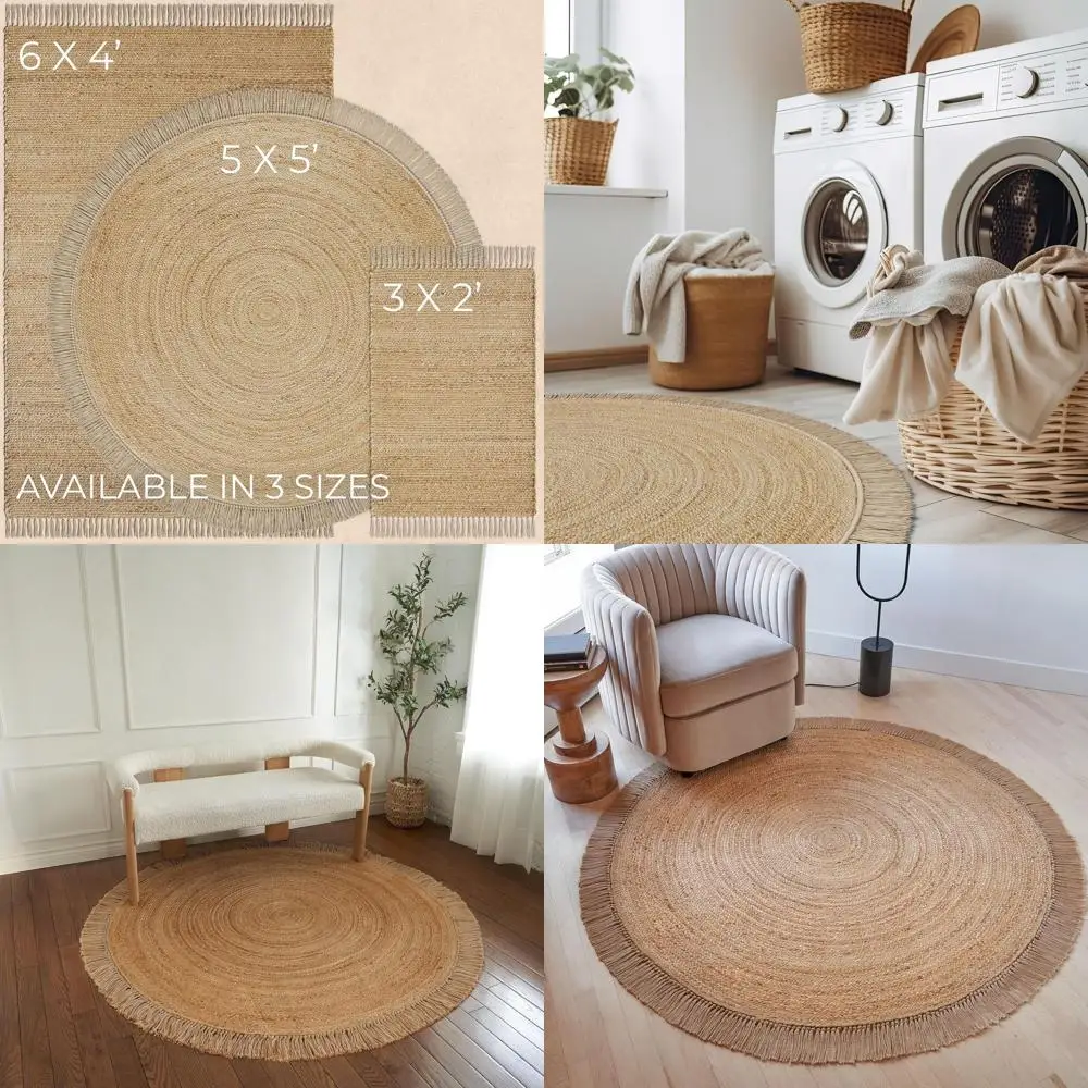 Elegant 5x5 ft Circular Jute Rug - Perfect for Entryways, Kitchens, and Living Rooms - Adds a Modern Twist to Bohemian Style
Elegant 5x5 ft Circular Jute Rug - Perfect for Entryways, Kitchens, and Living Rooms - Adds a Modern Twist to Bohemian Style