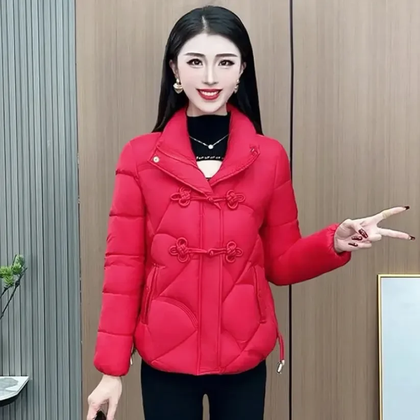 Women's Cotton-Padded Overcoat Winter Outerwear Loose Slimming Vertical Collar Thick Warm Short Parka Chinese Style
Women's Cotton-Padded Overcoat Winter Outerwear Loose Slimming Vertical Collar Thick Warm Short Parka Chinese Style