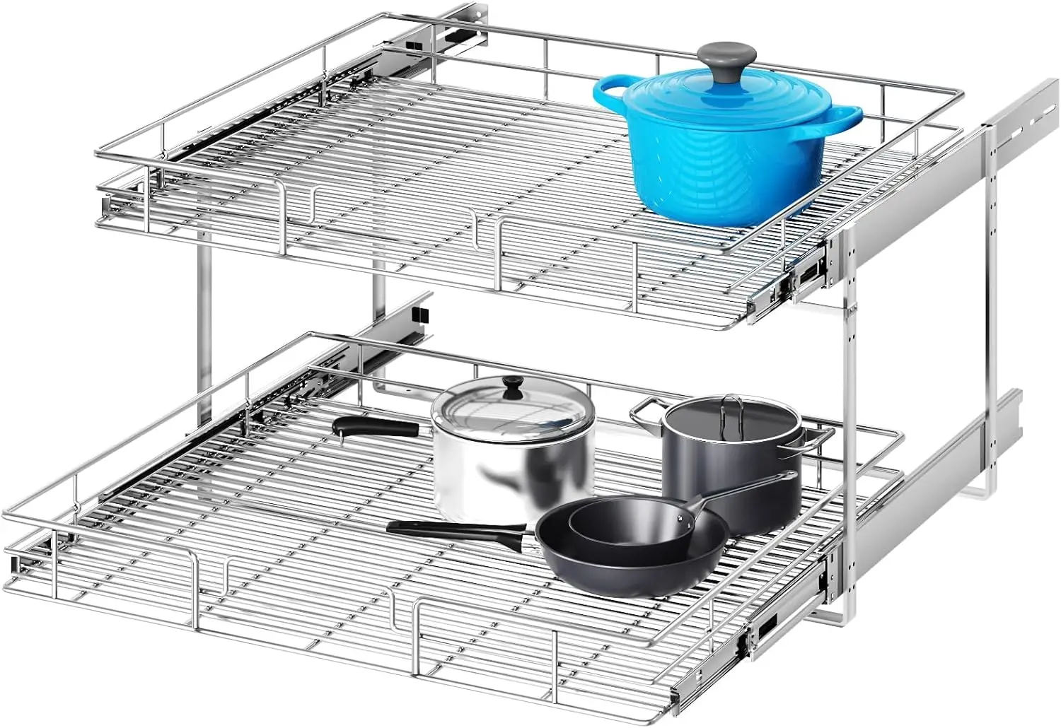 2 Tier Individual Pull Out Cabinet Organizer 31½" W x 21½" D, Heavy Duty Cabinet Pull Out Shelves, Slide Out Drawers
2 Tier Individual Pull Out Cabinet Organizer 31½" W x 21½" D, Heavy Duty Cabinet Pull Out Shelves, Slide Out Drawers