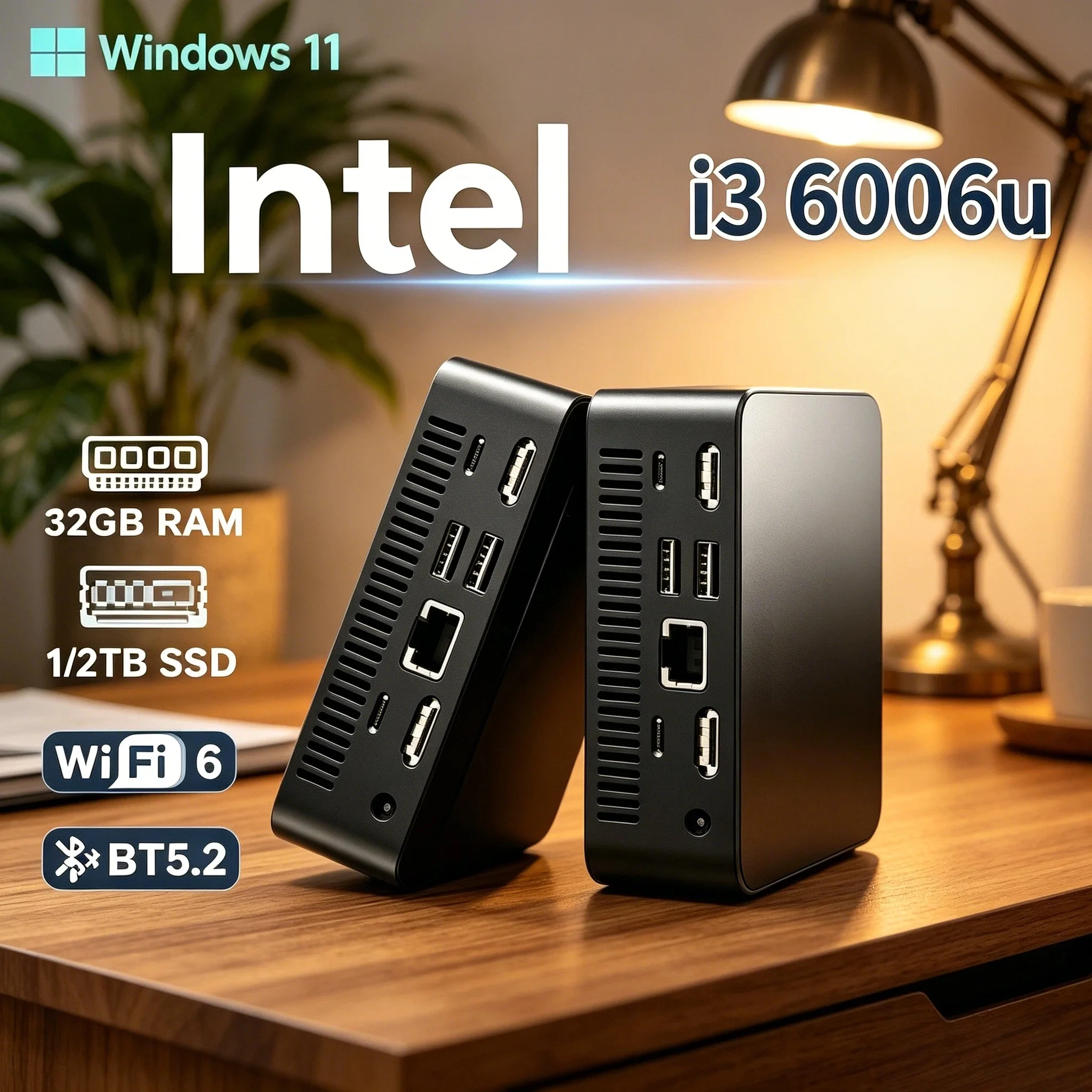 Windows 11 Pro Intel Core i3 6006U Portable Mini PC 16GB RAM 1TB 2TB M.2 SSD WiFi 6 Laptop Optional Processors DDR4 Max 4K
Windows 11 Pro Intel Core i3 6006U Portable Mini PC 16GB RAM 1TB 2TB M.2 SSD WiFi 6 Laptop Optional Processors DDR4 Max 4K