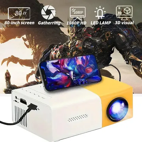 2024 novo yg300 mini projetor led yg300 versão atualizada 1000 lúmen 320x240p hdmi-compatível usb áudio casa media player beamer