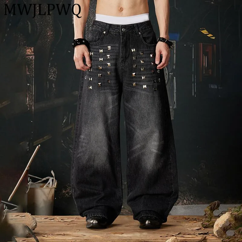 MWJLPWQ Men's Punk Y2K Rivet Decorate Jeans Unisex Street Washed Distressed Casual Trousers Loose Straight Wide Leg Pants 14882
MWJLPWQ Men's Punk Y2K Rivet Decorate Jeans Unisex Street Washed Distressed Casual Trousers Loose Straight Wide Leg Pants 14882