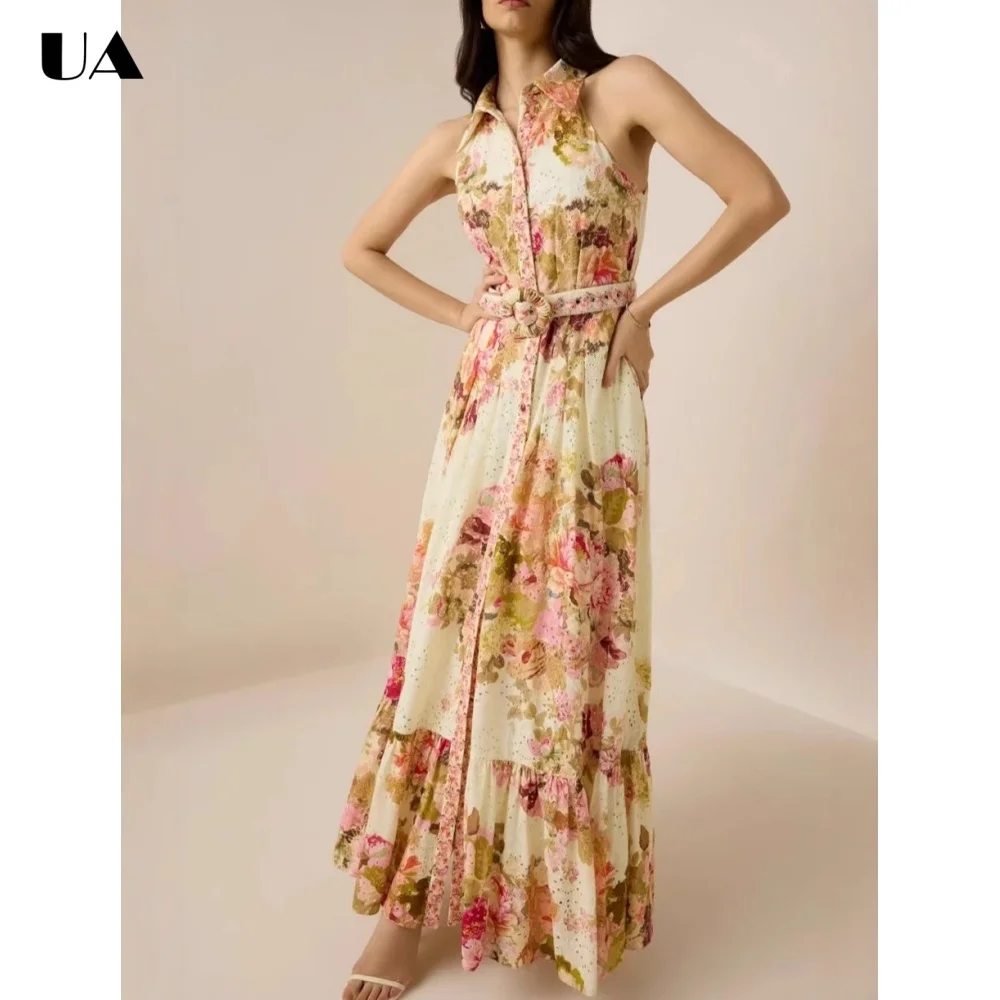Summer New Printed Hollow Out Maxi Dresses for Women, Elegant A-line Sleeveless Long Dress, Fashionable Turn-down Neck Dress
Summer New Printed Hollow Out Maxi Dresses for Women, Elegant A-line Sleeveless Long Dress, Fashionable Turn-down Neck Dress