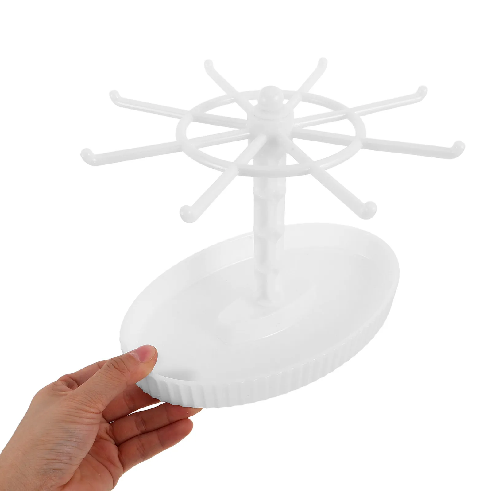 Rotating Jewelry Display Stand White Metal Hooks Desktop Organizer for Necklaces Bracelets Earrings Key Rings Stylish Decorative
Rotating Jewelry Display Stand White Metal Hooks Desktop Organizer for Necklaces Bracelets Earrings Key Rings Stylish Decorative