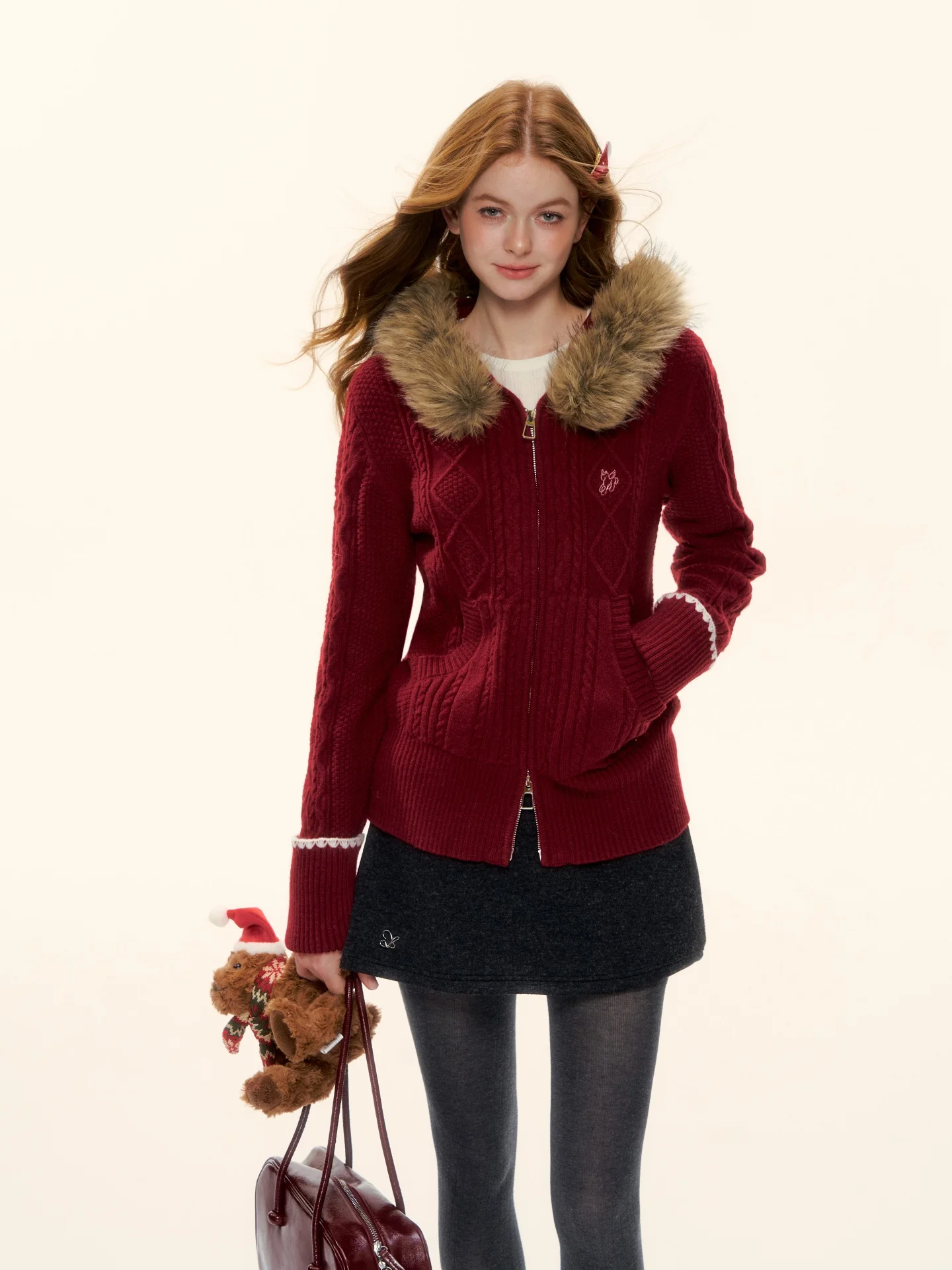 AsGony Red Hooded Knitted Jaet with Fur Collar Twist ell Embroidery Slimming Versatile Top for Women Vintage Sle Long S...
AsGony Red Hooded Knitted Jaet with Fur Collar Twist ell Embroidery Slimming Versatile Top for Women Vintage Sle Long S...