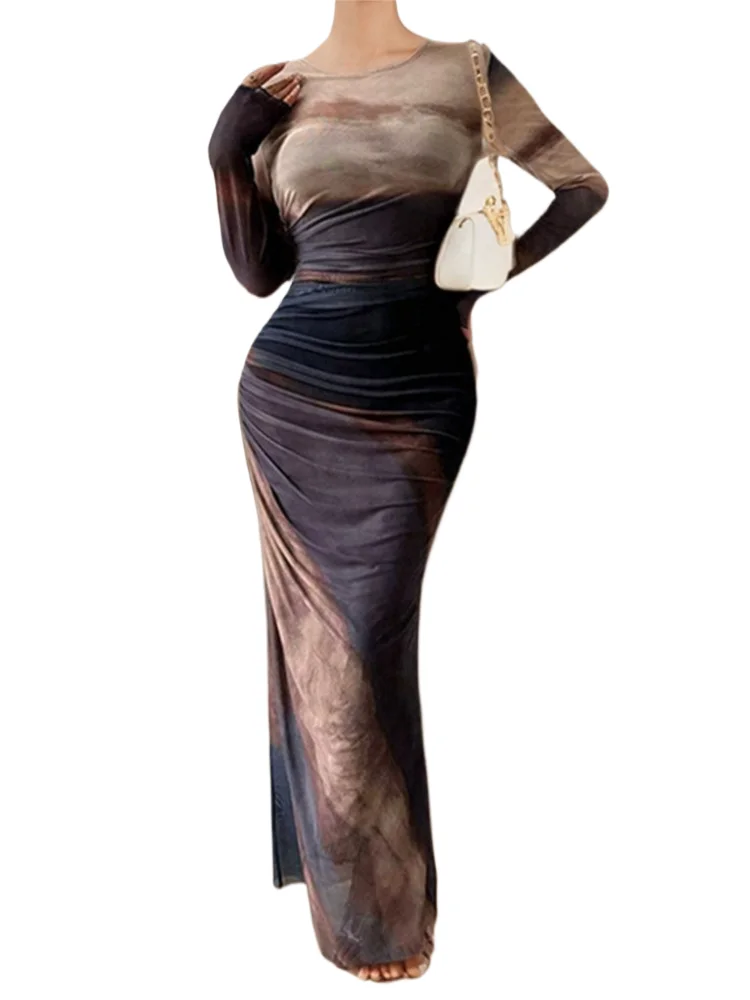 Women's Spring Summer New Fashionable Printed Sexy Slimming Casual Long Sleeve Round Neck Long Dress
Women's Spring Summer New Fashionable Printed Sexy Slimming Casual Long Sleeve Round Neck Long Dress