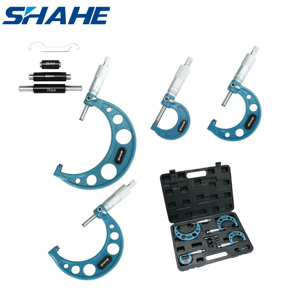 SHAHE 4pcs Outside Micrometer Set Machinist Tool 0-4" 0-100mm 0.01mm Accuracy Carbide Micrometer Set With Standards Ratchet
SHAHE 4pcs Outside Micrometer Set Machinist Tool 0-4" 0-100mm 0.01mm Accuracy Carbide Micrometer Set With Standards Ratchet