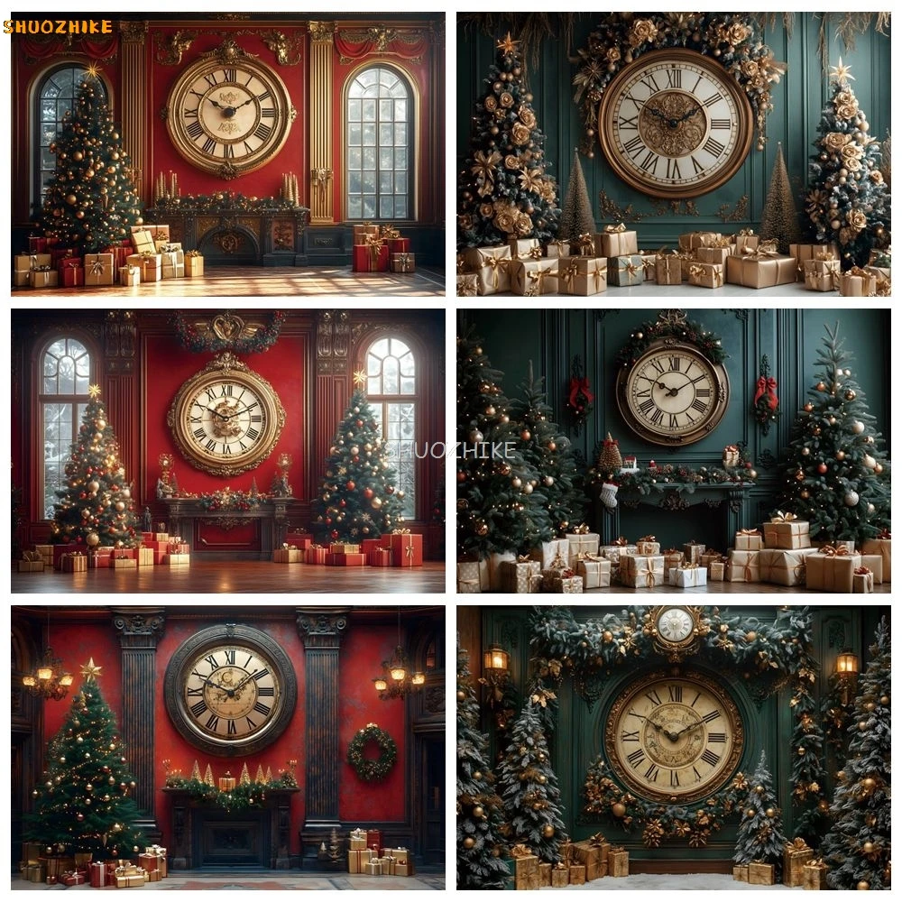 Christmas Tree Clock Backdrop Red Green Vintage Wall Interior Baby Kids Portrait Xmas New Year's Party Photography Background
Christmas Tree Clock Backdrop Red Green Vintage Wall Interior Baby Kids Portrait Xmas New Year's Party Photography Background