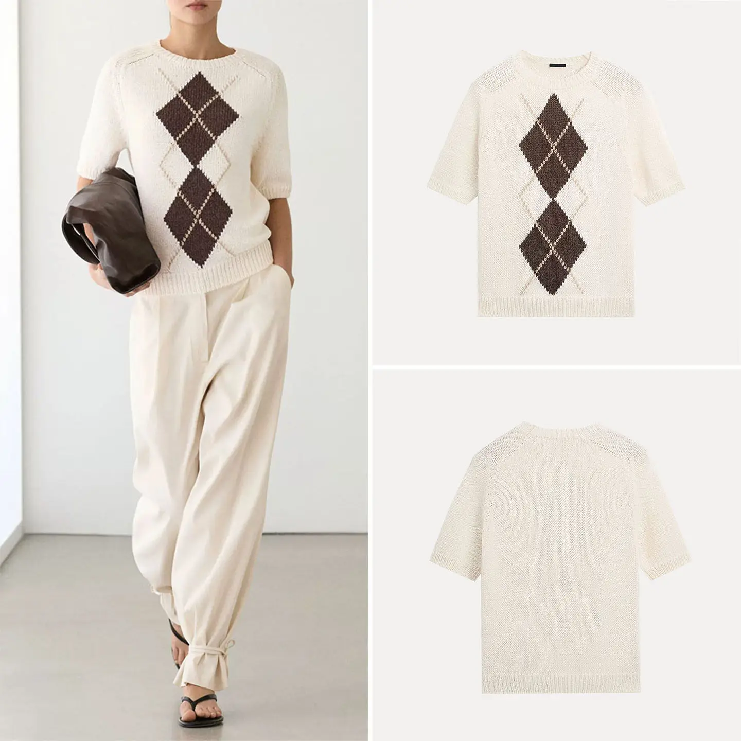 Women's Summer 2026 New Knitted Short Sleeve round Neck Diamond Pattern Versatile Style Loose Fit Comfortable Breathable Top
Women's Summer 2026 New Knitted Short Sleeve round Neck Diamond Pattern Versatile Style Loose Fit Comfortable Breathable Top