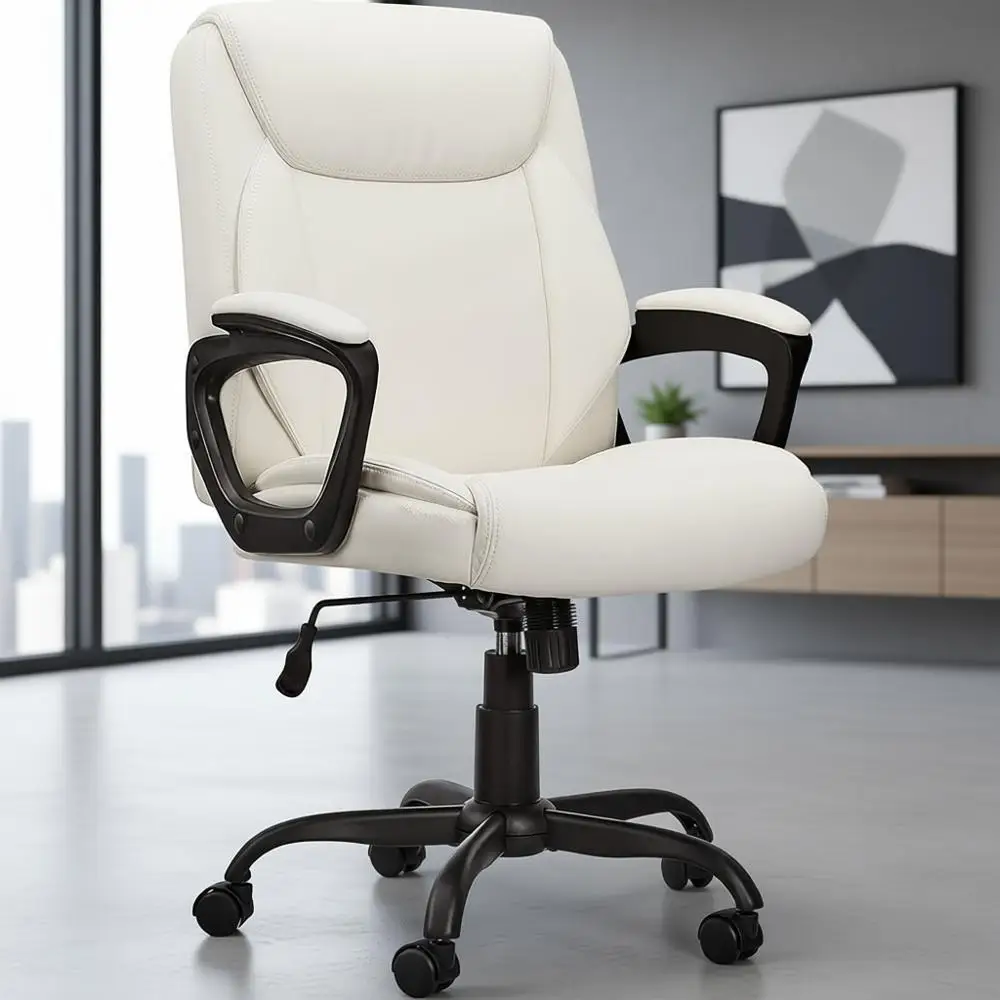 Ergonomic Padded Back Adjustable Office Chair with Armrests, Cream, 26D x 23.75W x 42H
Ergonomic Padded Back Adjustable Office Chair with Armrests, Cream, 26D x 23.75W x 42H
