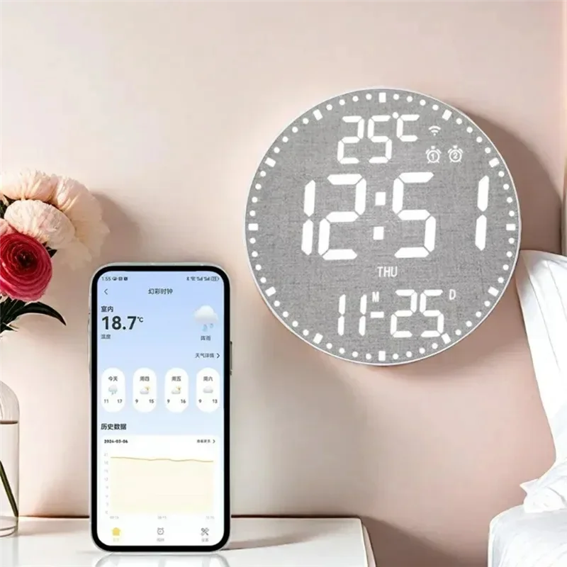 Hot Selling-Digital Electronic Clock Calendar Wall Clock Living Room Decoration Wall Hanging Colorful Intelligent Clocks,Digital
Hot Selling-Digital Electronic Clock Calendar Wall Clock Living Room Decoration Wall Hanging Colorful Intelligent Clocks,Digital